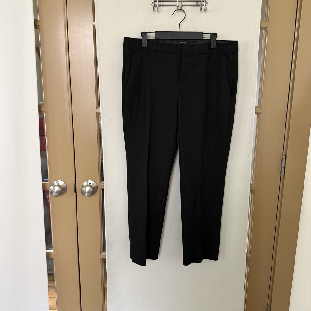 Banana Republic Womens 10 Black Avery Wool Blend Straight Leg Dress Pants Slacks